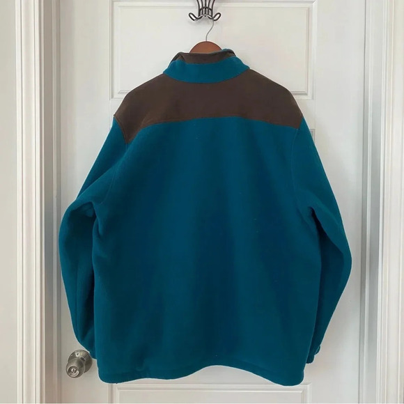 Vintage Men's L.L. Bean Teal Lined Heavy Weight Half Zip Pullover Fleece Jacket - Picture 7 of 9
